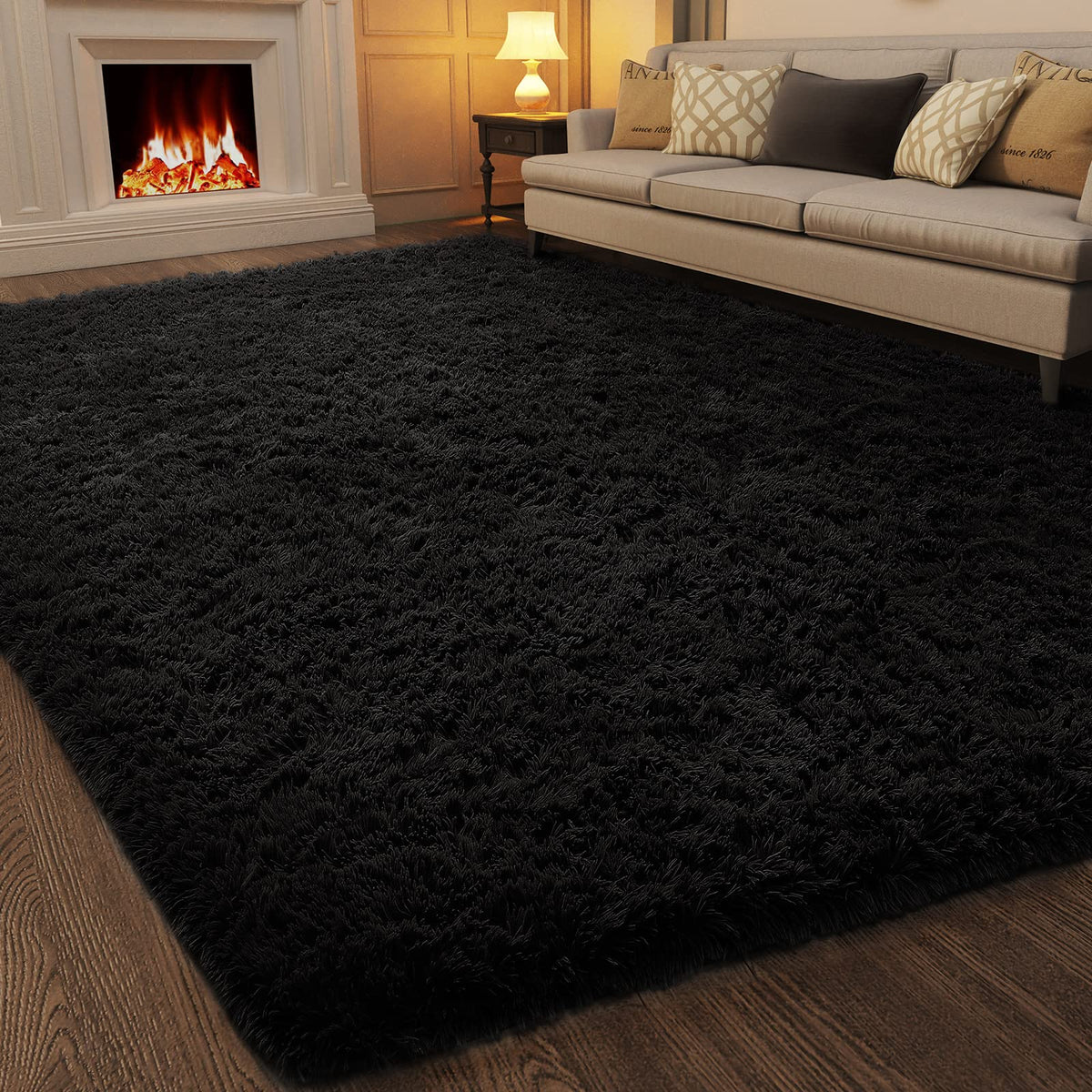 Ophanie Area Rugs 9x12 Living Room, Large Grey Bedroom Carpet, Big Shag Indoor Thick Soft Nursery Rug, Gray Fluffy Carpets for Boy and Girls Room Dorm Home Decor Aesthetic