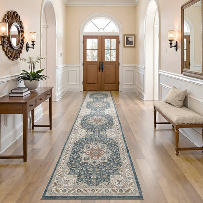 cotiled 9x12 Area Rug for Living Room, Washable, Traditional, Beige