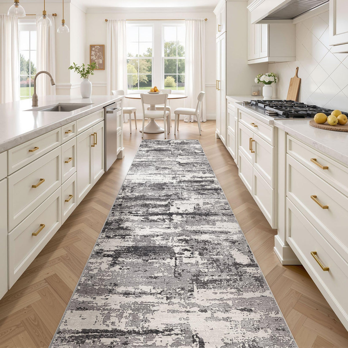 8x10 Area Rugs Living Room Abstract Washable Rug, Gold Brown