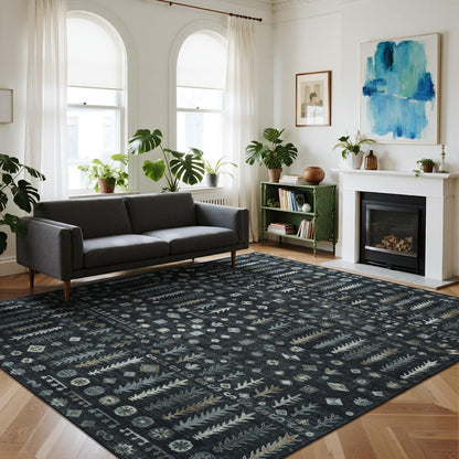 Washable Rugs 8x10 Area Rugs for Living Room,Ultra Soft Faux Wool Retro Carpets,Non Slip Backing,Durable Edge Binding,Stain Resistant,The Large Carpet for Bed Room,Dining Room,Office Decor