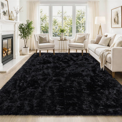 Tosuoka 8x10 Area Rugs for Living Room Bedroom, Black Rug Soft Fluffy Shag