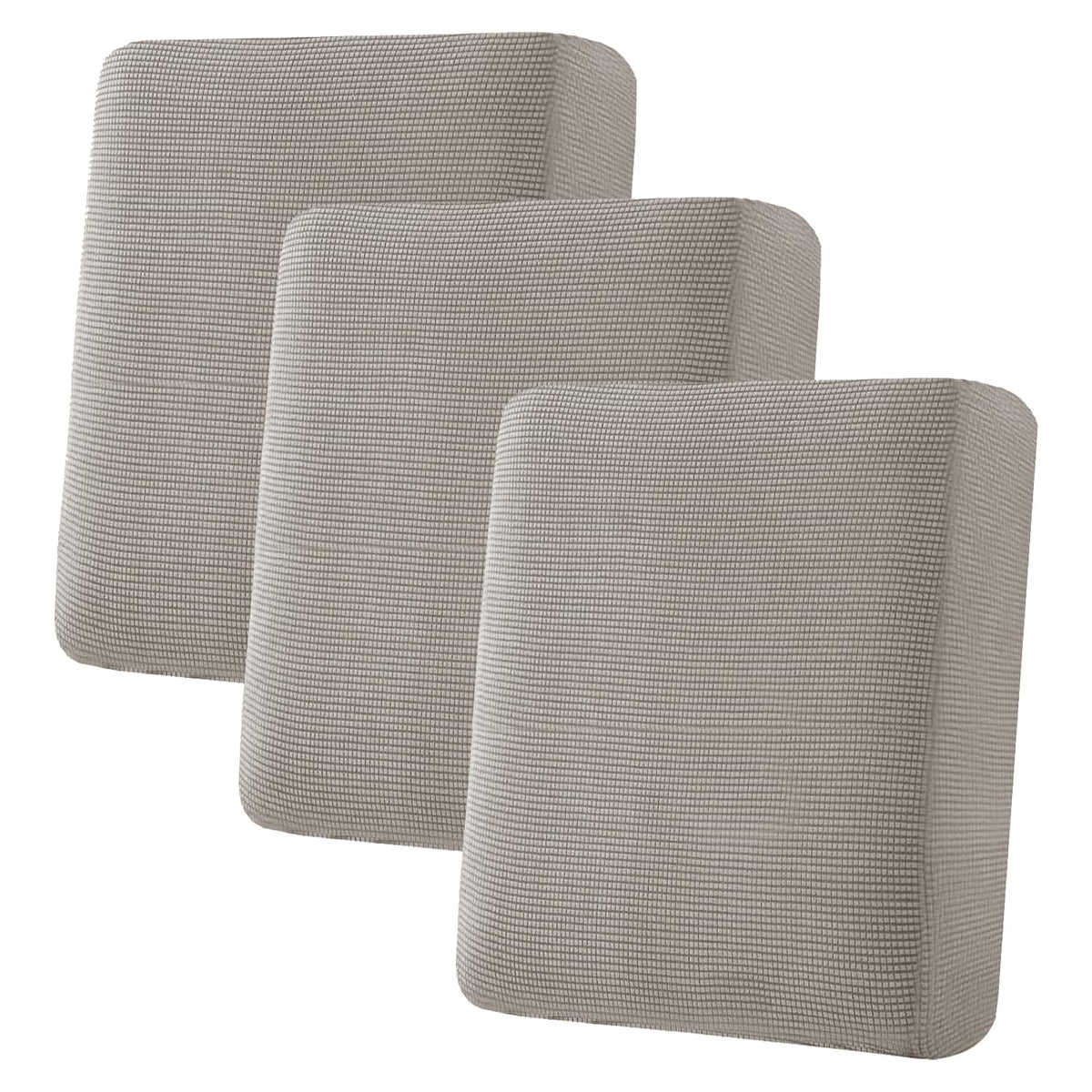 H.VERSAILTEX Super Stretch Individual Seat Cushion Covers Sofa Covers Couch Cushion Cover Slipcover Sets Thick Jacquard Textured Twill Fabric (3 Piece Sofa Cushion Covers, Grey)