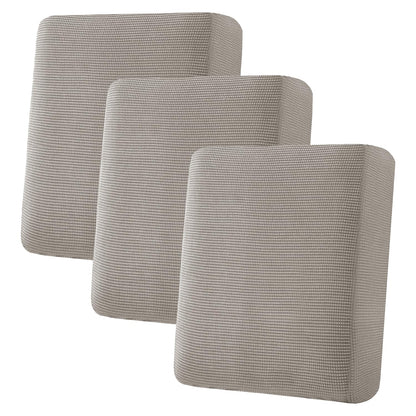 H.VERSAILTEX Super Stretch Individual Seat Cushion Covers Sofa Covers Couch Cushion Cover Slipcover Sets Thick Jacquard Textured Twill Fabric (3 Piece Sofa Cushion Covers, Grey)