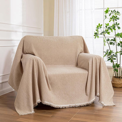 MEETSKY Couch Cover Sofa Covers Couch Covers for 3 Cushion Couch Sofa Pet Friendly, L Shaped Sectional Sofa Covers Washable Simply Put Sofa Throw Cover for Dogs, 91" x 134", Beige