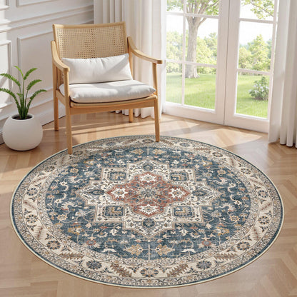cotiled 9x12 Area Rug for Living Room, Washable, Traditional, Beige