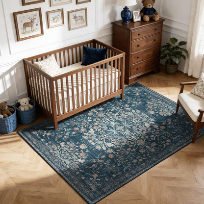 Washable Rugs 8x10 Area Rugs for Living Room,Ultra Soft Faux Wool Retro Carpets,Non Slip Backing,Durable Edge Binding,Stain Resistant,The Large Carpet for Bed Room,Dining Room,Office Decor