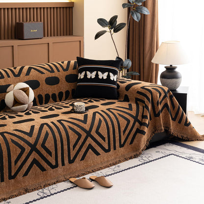 HANDONTIME Green Sofa Cover Vintage Couch Cover for Dogs 91" X150" Couch Cushion Covers with Tassel Herringbone Sofa Cover Boho Sofa Covers for 3 Cushion Couch Chenille Soft Loveseat Sofa Covers