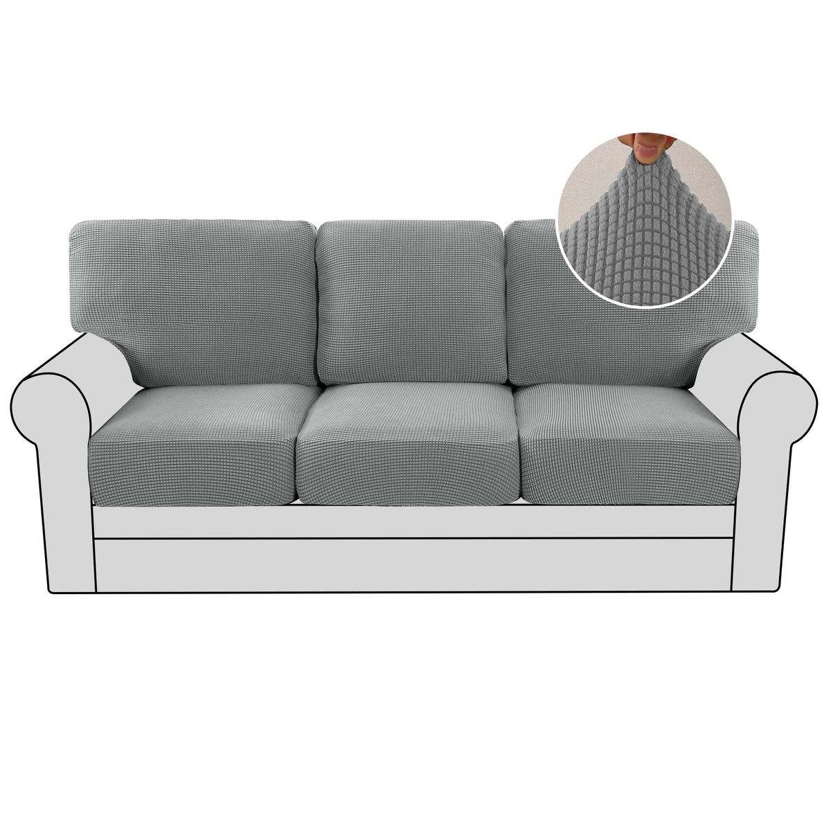 H.VERSAILTEX Multi-Pieces Sofa Covers Stretch Couch Covers Form Fitted Seats and Back Cushions Covers (3 Seat Covers Plus 3 Back Cusion Covers, Bonus 2 Armrest Covers), Sand