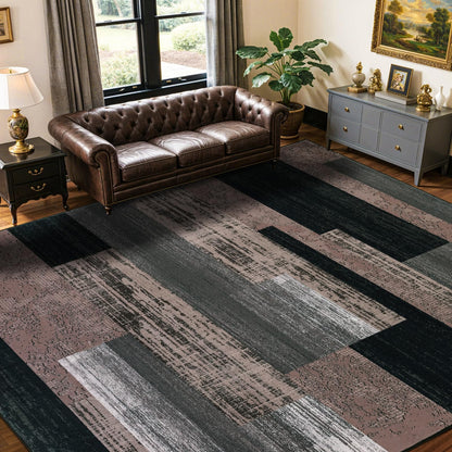 LIANLAM 8x10 Washable Area Rugs for Living Room & Bedroom(8x10,Black&Gray)