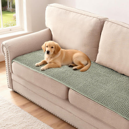 H.VERSAILTEX Plush Chenille Dog Bed Cover Thick Soft Sofa Cover for 3 Cushion Couch Anti Slip Couch Cover Furniture Protector for Dog, Pet, Cat (35" x 82", Ivory)