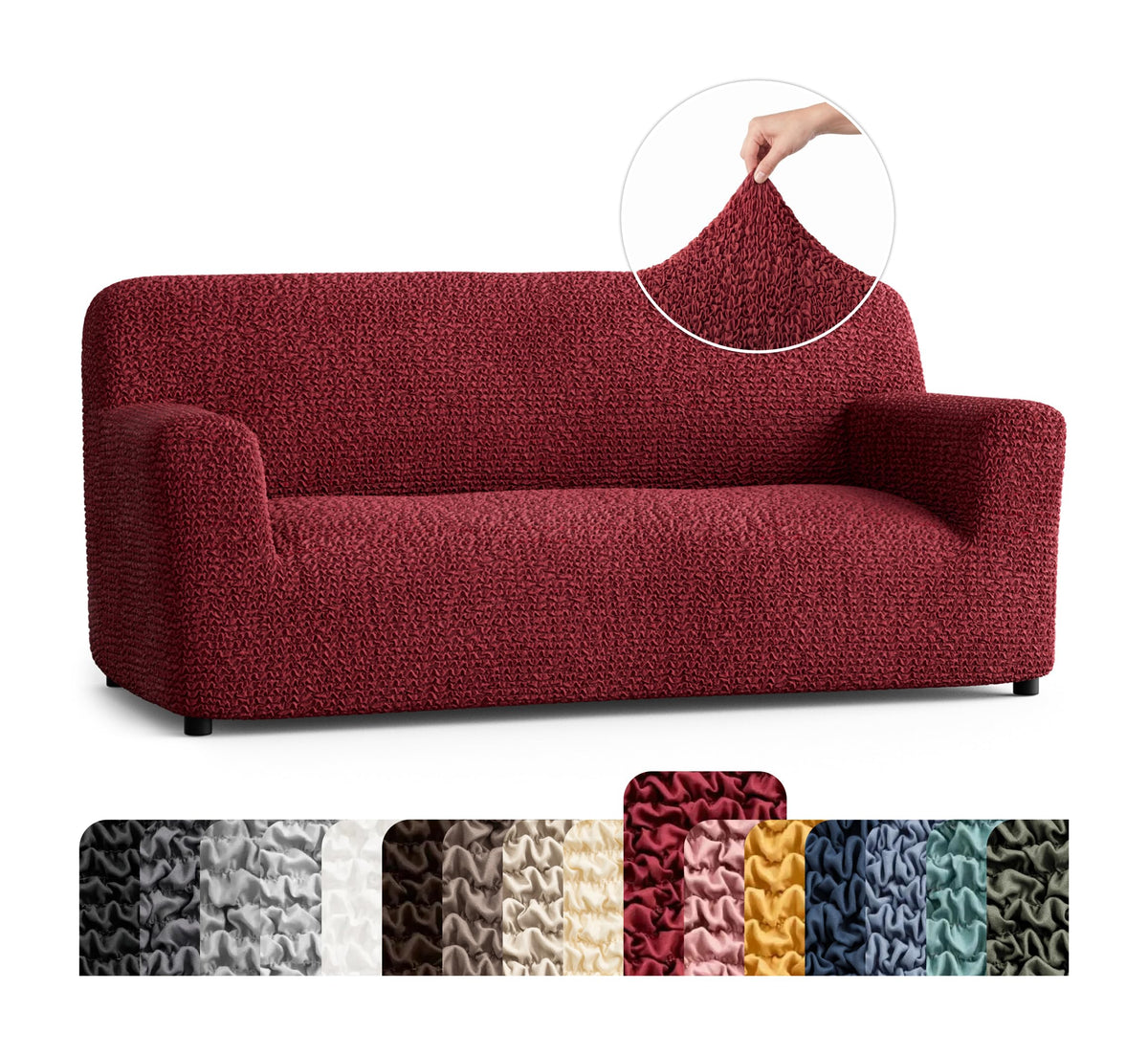 PAULATO Premium Stretch Couch Covers for Sofa - Sofa Chair Cover Washable, Dogs & Pets Friendly - Elastic Polyester Loveseat Slipcovers - Non-Slip Love Seat Couch Covers - Moss Green (64"-85" Wide)