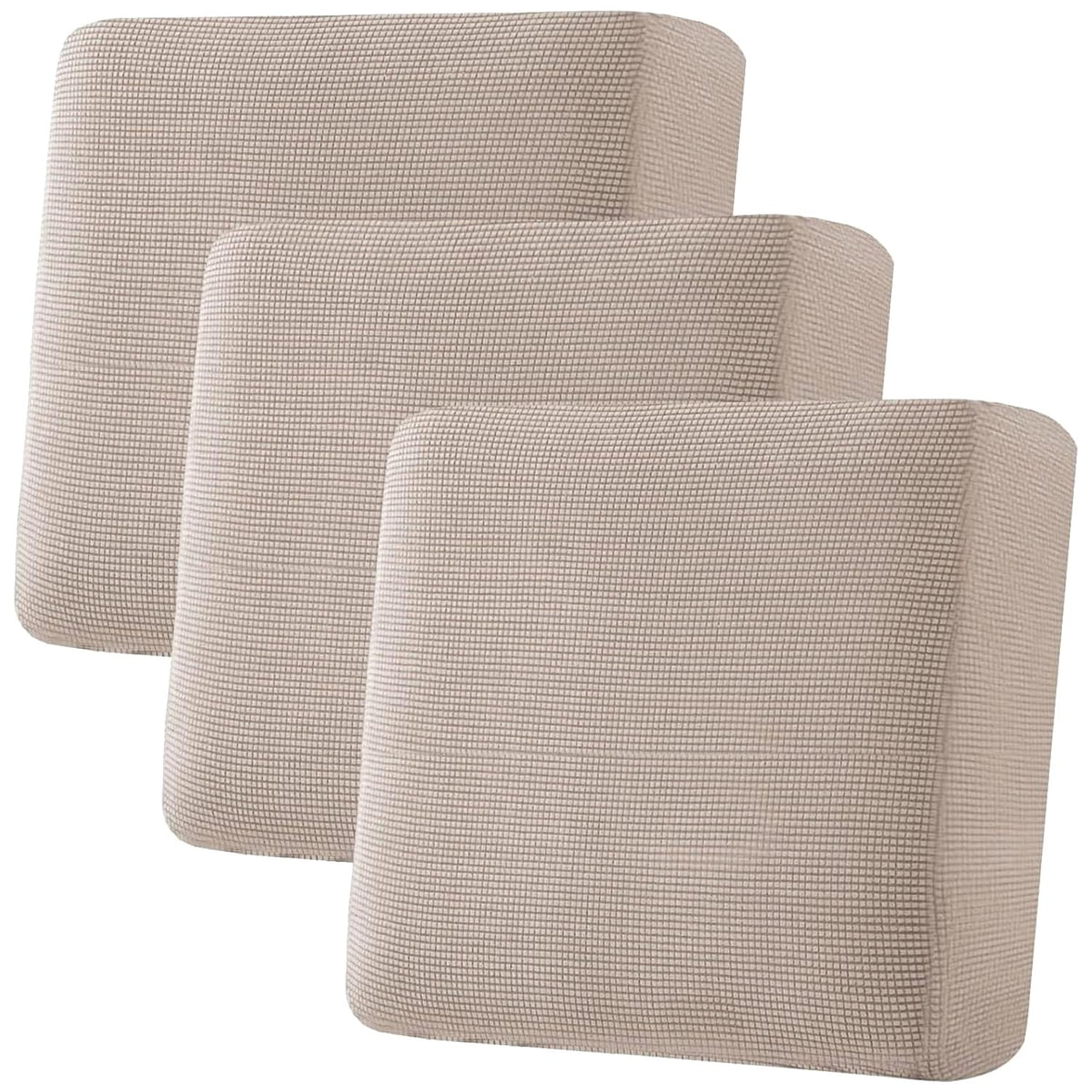 H.VERSAILTEX Super Stretch Individual Seat Cushion Covers Sofa Covers Couch Cushion Cover Slipcover Sets Thick Jacquard Textured Twill Fabric (3 Piece Sofa Cushion Covers, Grey)