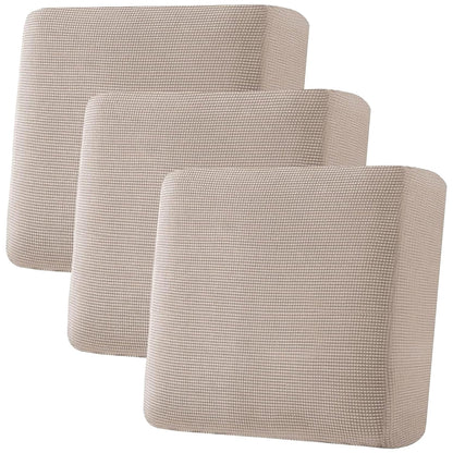 H.VERSAILTEX Super Stretch Individual Seat Cushion Covers Sofa Covers Couch Cushion Cover Slipcover Sets Thick Jacquard Textured Twill Fabric (3 Piece Sofa Cushion Covers, Grey)