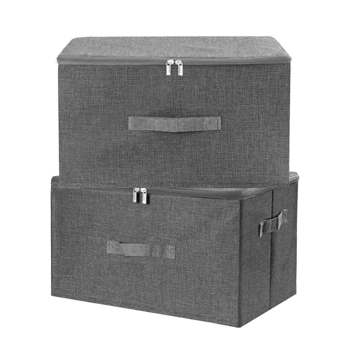 ANMINY Fabric Storage Bins with Zipper Lids, 15"x10"x6", Gray, 1 PCS