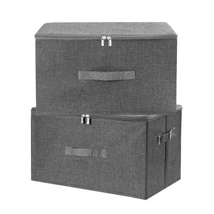 ANMINY Fabric Storage Bins with Zipper Lids, 15"x10"x6", Gray, 1 PCS