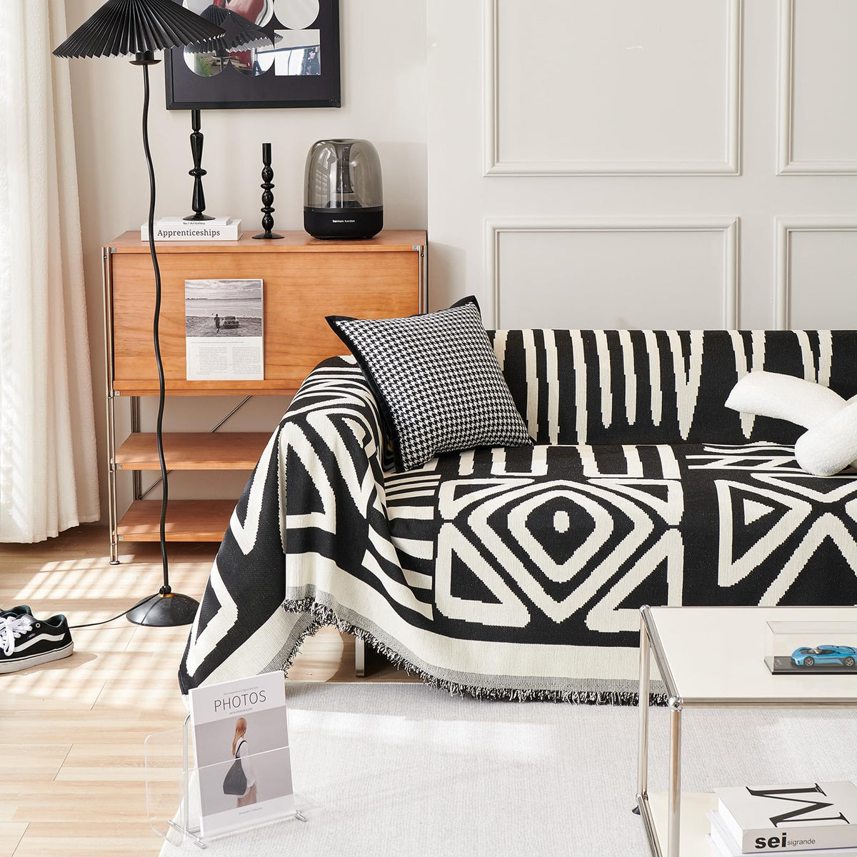 HANDONTIME Green Sofa Cover Vintage Couch Cover for Dogs 91" X150" Couch Cushion Covers with Tassel Herringbone Sofa Cover Boho Sofa Covers for 3 Cushion Couch Chenille Soft Loveseat Sofa Covers