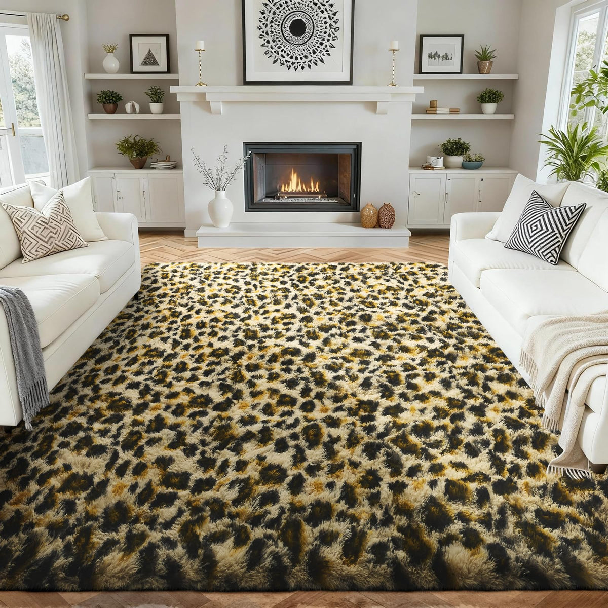 Ophanie Area Rugs 9x12 Living Room, Large Grey Bedroom Carpet, Big Shag Indoor Thick Soft Nursery Rug, Gray Fluffy Carpets for Boy and Girls Room Dorm Home Decor Aesthetic