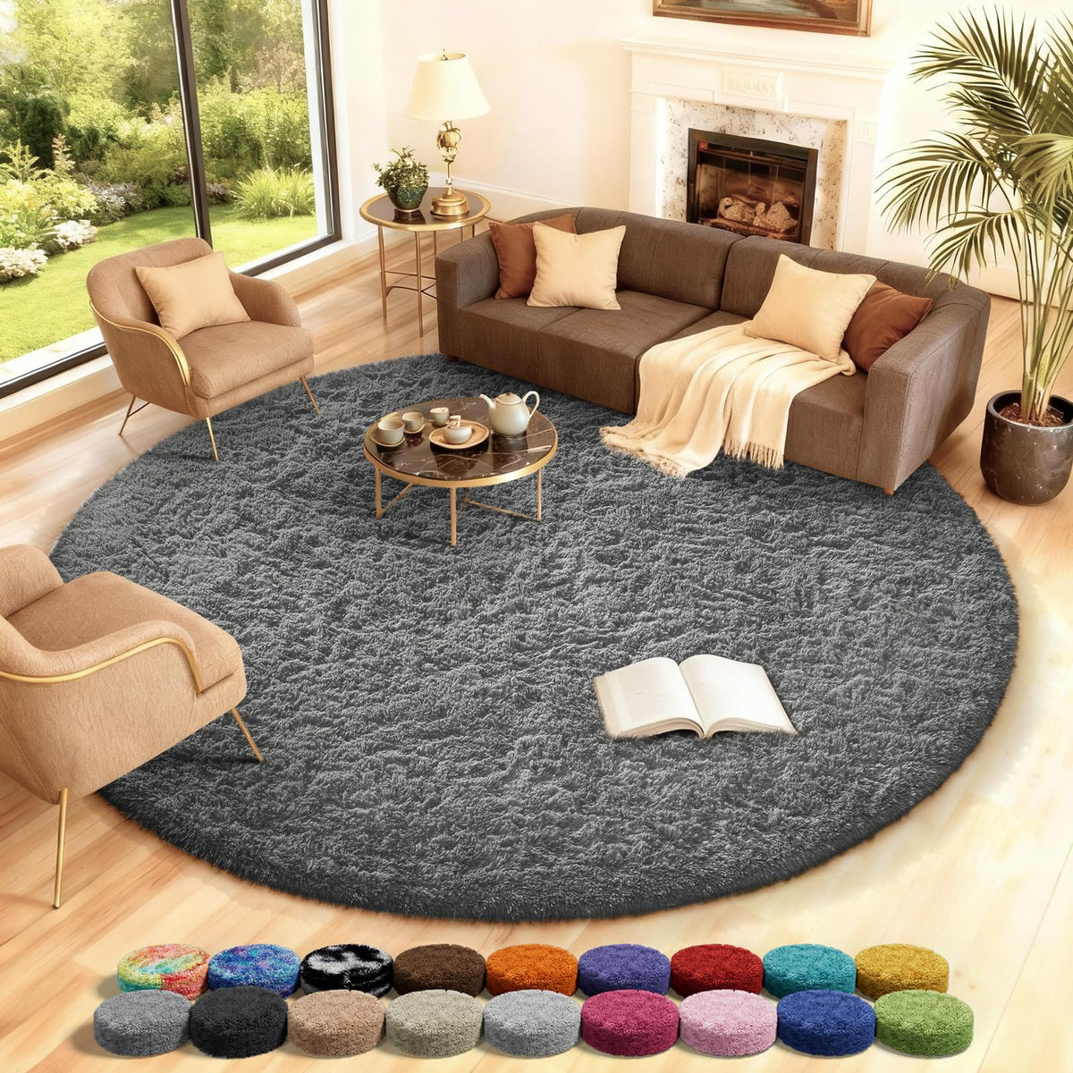 Ophanie Area Rugs 9x12 Living Room, Large Grey Bedroom Carpet, Big Shag Indoor Thick Soft Nursery Rug, Gray Fluffy Carpets for Boy and Girls Room Dorm Home Decor Aesthetic