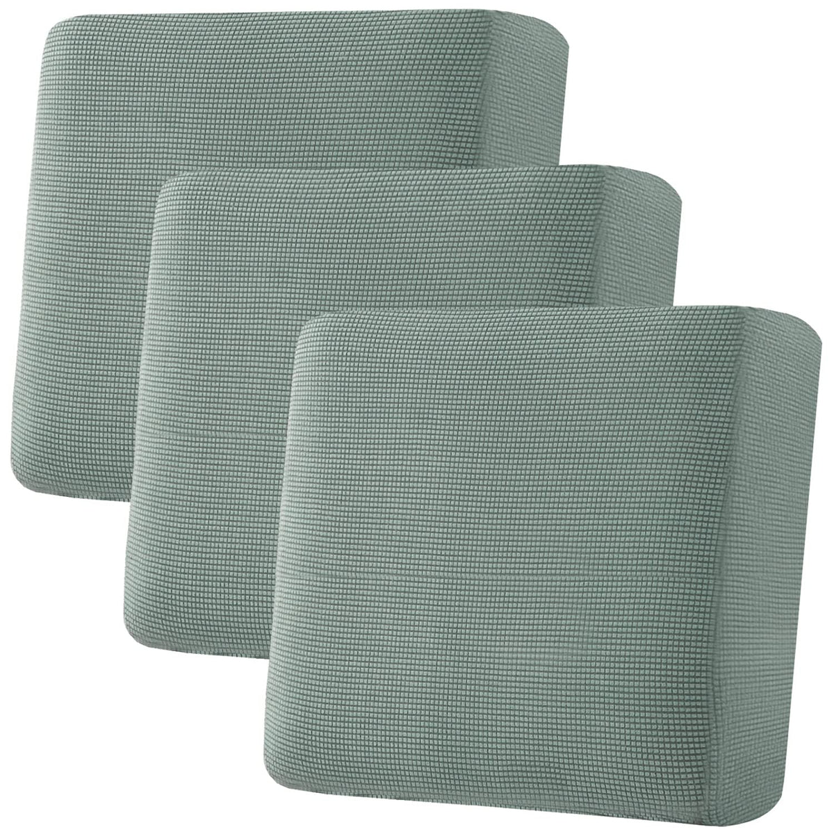 H.VERSAILTEX Super Stretch Individual Seat Cushion Covers - Sofa & Couch Cushion Slipcover Sets - Thick Jacquard Textured Twill Fabric (3 Piece, Island Fossi)