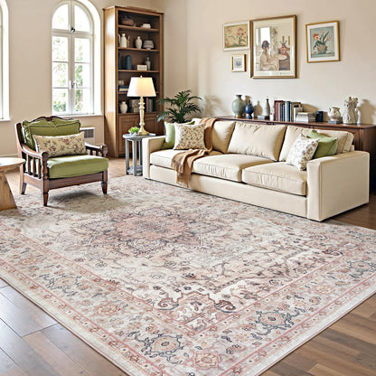 Lofus 8x10 Area Rugs for Living Room Bedroom, Soft Boho Carpet Floral Brown