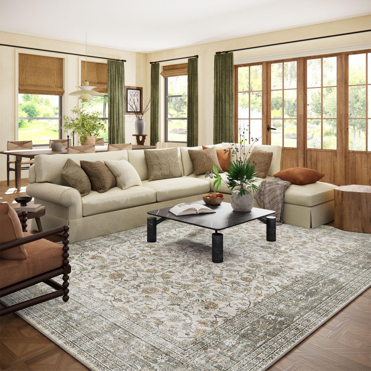 Area Rugs 9x12 Living Room: Washable Bedroom Rug Non Slip Large Boho Carpet