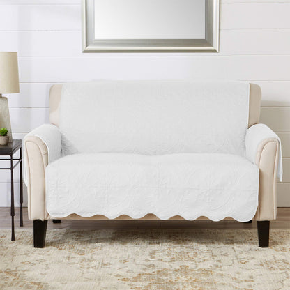 Great Bay Home Reversible Patchwork Sofa Cover - Washable Slipcover Furniture Protector with Elastic Straps - Perfect for Kids & Pets - Box-Stitched Detail (Taupe)