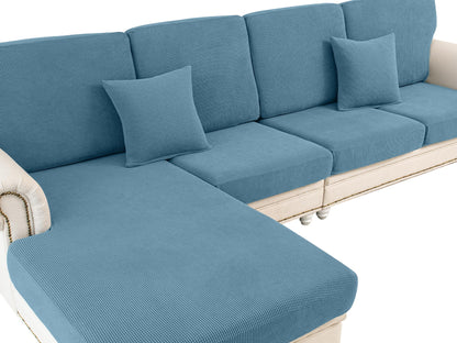 LA MEACK Couch Cushion Covers Seat Cushion Cover Stretch Couch Cover Separate Sectional Sofa Slipcovers Furniture Protector(3 Pieces for Seat or Sofa Backrest, Dark Grey)