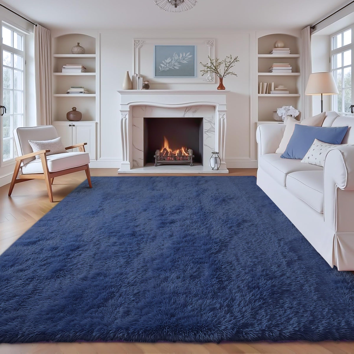 8x10 Area Rugs for Living Room: Fluffy Shag Soft Washable Rug Large Fuzzy Plush Indoor Carpet for Bedroom Nursery Playroom Kids Girls Boys Room (Black, 8'x10')