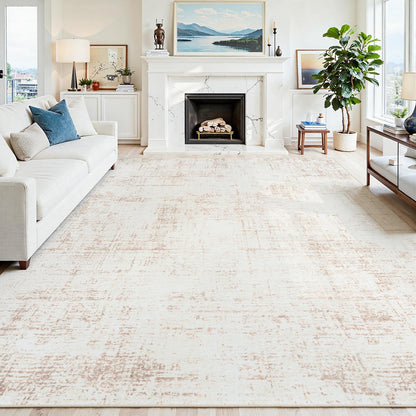 8x10 Washable Area Rug for Living Room Bedroom: Non-Slip Modern White Gray