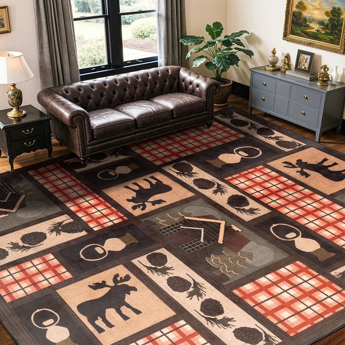 LIANLAM 8x10 Washable Area Rugs for Living Room & Bedroom(8x10,Black&Gray)