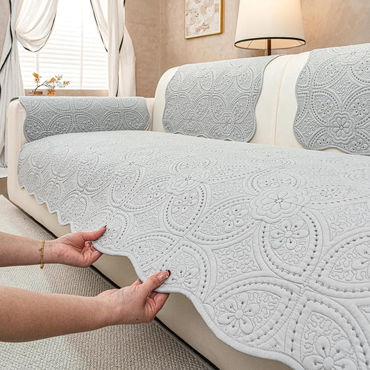 Floral Pattern Non-Slip Quilted Sectional Couch Covers Washable