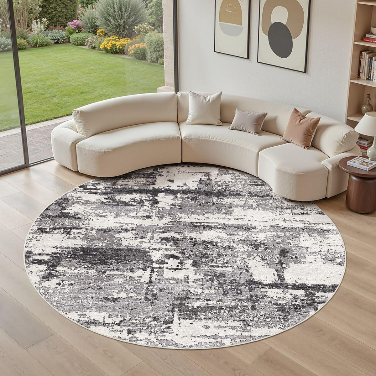 8x10 Area Rugs Living Room Abstract Washable Rug, Gold Brown
