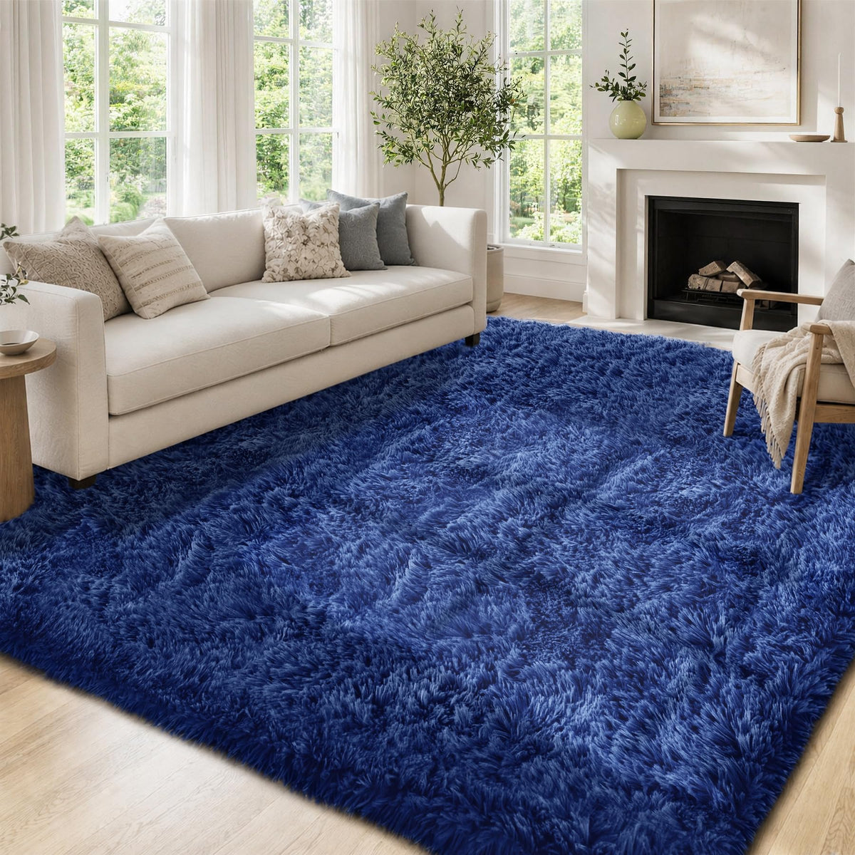 Tosuoka 8x10 Area Rugs for Living Room Bedroom, Black Rug Soft Fluffy Shag