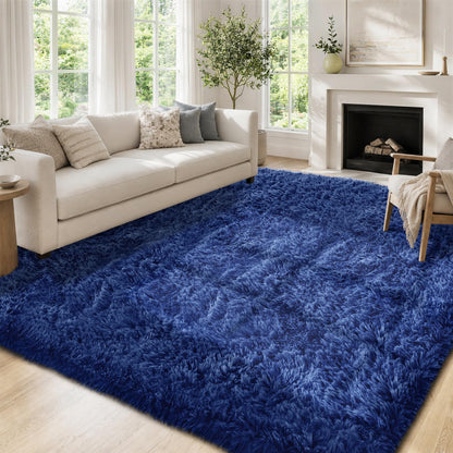 Tosuoka 8x10 Area Rugs for Living Room Bedroom, Black Rug Soft Fluffy Shag