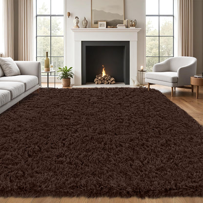 8x10 Area Rug for Living Room,Black Fluffy Shag Non-Slip Bedroom Rugs