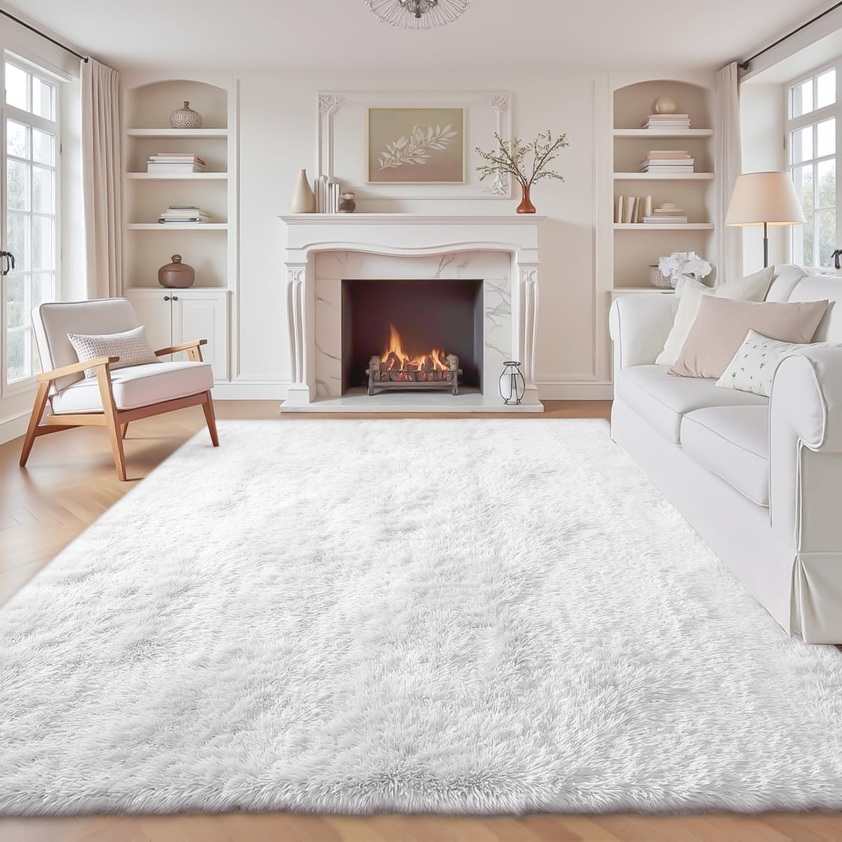 8x10 Area Rugs for Living Room: Fluffy Shag Soft Washable Rug Large Fuzzy Plush Indoor Carpet for Bedroom Nursery Playroom Kids Girls Boys Room (Black, 8'x10')