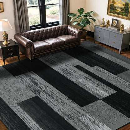 LIANLAM 8x10 Washable Area Rugs for Living Room & Bedroom(8x10,Black&Gray)