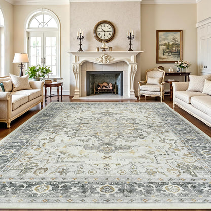 Lofus 8x10 Area Rugs for Living Room Bedroom, Soft Boho Carpet Floral Brown