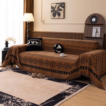 VClife Bohemian Sofa Covers Chenille Couch Cover for Sectional Couch, Soft Non Slip Couch Covers for 2 Cushion Sofa Breathable Sofa Furniture Protector Slip Cover for Couch, Pumpkin, 71"X118"
