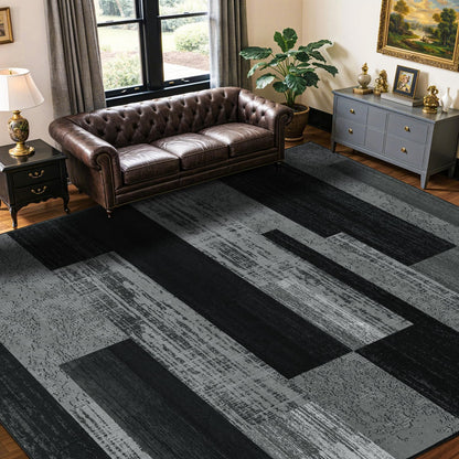LIANLAM 8x10 Washable Area Rugs for Living Room & Bedroom(8x10,Black&Gray)