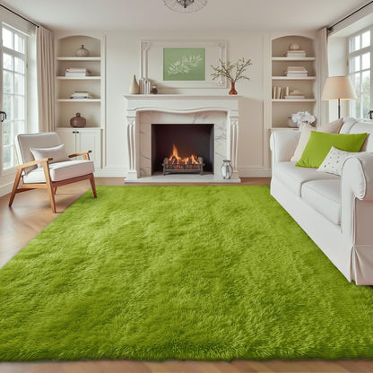 8x10 Area Rugs for Living Room: Fluffy Shag Soft Washable Rug Large Fuzzy Plush Indoor Carpet for Bedroom Nursery Playroom Kids Girls Boys Room (Black, 8'x10')