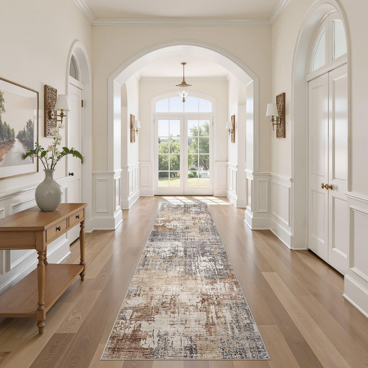 DMOYEST Area Rug Living Room Rugs 9x12 Washable Abstract Grey Carpet