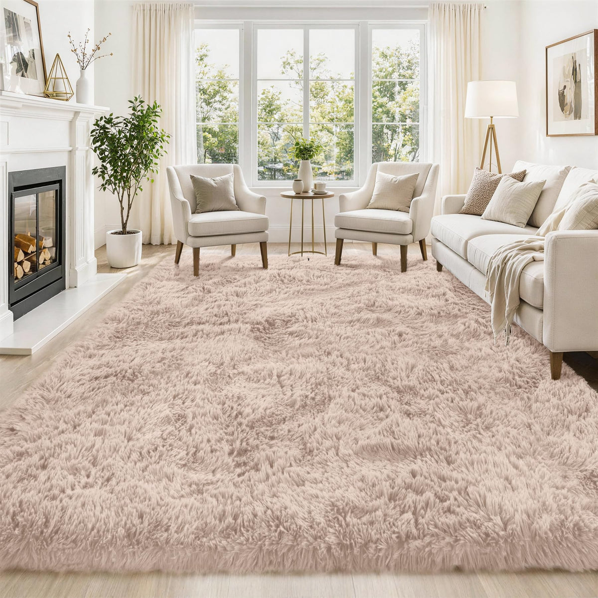 Tosuoka 8x10 Area Rugs for Living Room Bedroom, Black Rug Soft Fluffy Shag