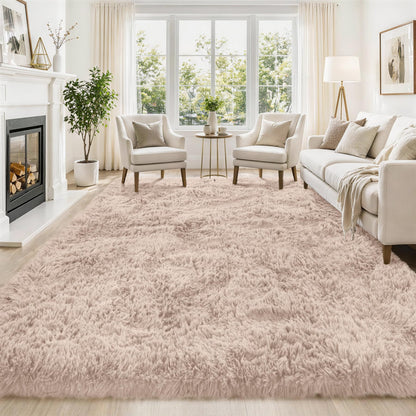 Tosuoka 8x10 Area Rugs for Living Room Bedroom, Black Rug Soft Fluffy Shag