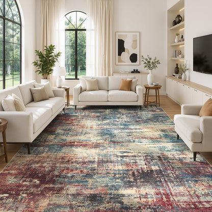 Living Room Rug 5x7, Washable Modern Abstract Rugs Black and White