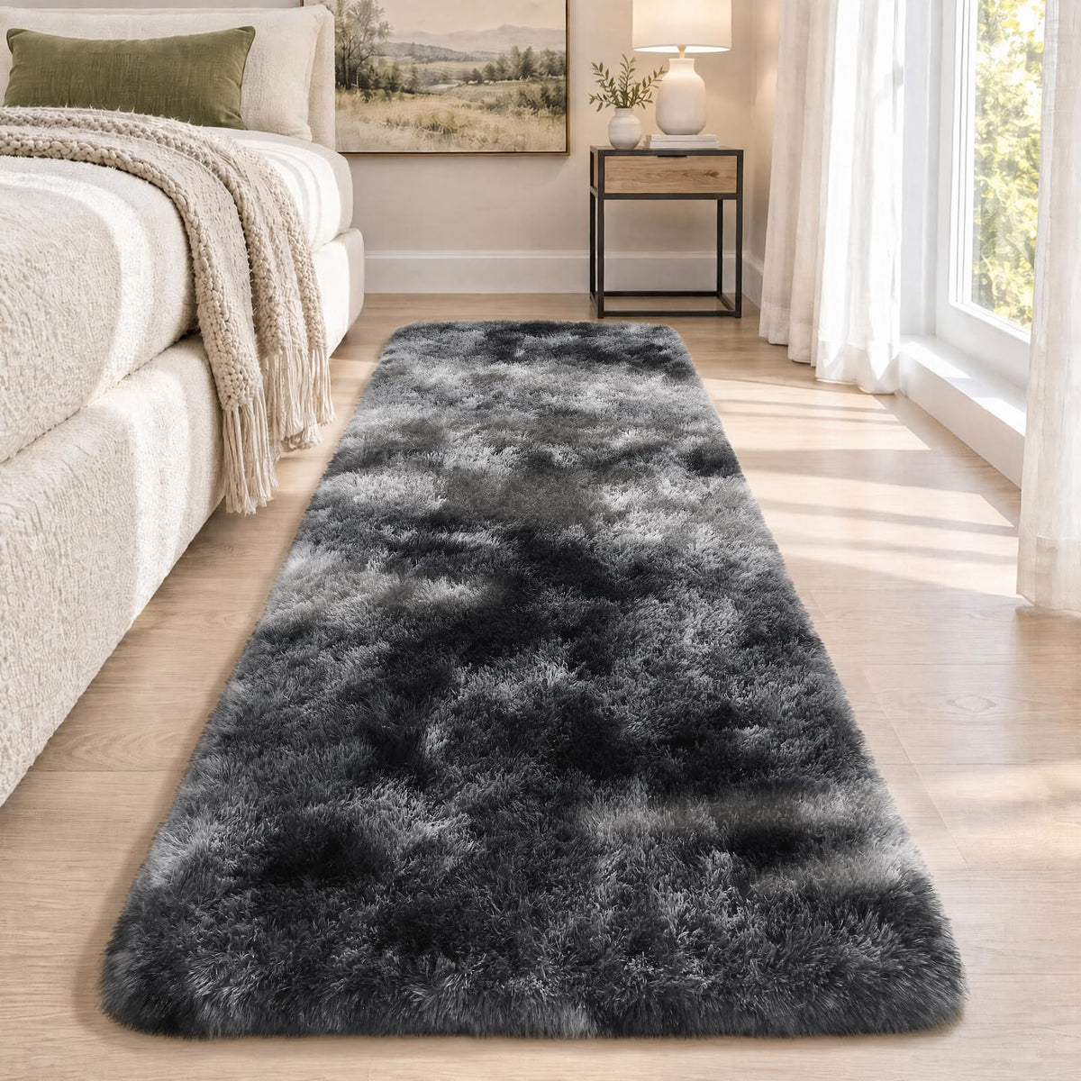 Ophanie Area Rugs for Living Room Bedroom, Washable Non-Slip Fluffy Soft Grey Shag Carpet, Indoor Floor Gray 4x6 Fuzzy Shaggy Living Room Plush Rug for Kids Home Dorm Decor Aesthetic