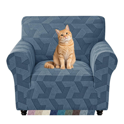 ZNSAYOTX Stretch Couch Covers for 3 Cushion Couch, 1-Piece Sofa Cover Slipcover Pet Friendly, Furniture Protector with Elastic Bottom for Dogs Geometrical Jacquard Fabric (Large, Light Grey)