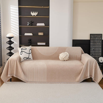 MEETSKY Couch Cover Sofa Covers Couch Covers for 3 Cushion Couch Sofa Pet Friendly, L Shaped Sectional Sofa Covers Washable Simply Put Sofa Throw Cover for Dogs, 91" x 134", Beige
