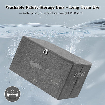 ANMINY Fabric Storage Bins with Zipper Lids, 15"x10"x6", Gray, 1 PCS