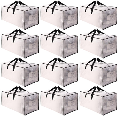 SWEET DOLPHIN 8 Pack 200LB Heavy-Duty Moving Bags with Wrap-Around Handles, Extra Large Storage Totes for Space Saving, Clothes Storage Bags, College Dorm Essentials, Blue, 24 Gal
